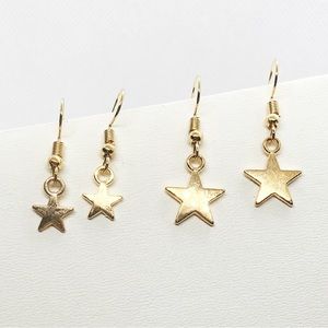 Earrings Stars Galaxy Space Small Gold Tone Boho Hippie Witchy Jewelry 2 Pack